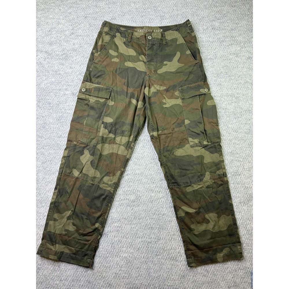 American Eagle Womens 10 Regular Camo Cargo Pants Green Military Utility Cotton